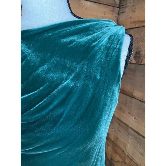 J Peterman Vintage Silk Rayon Velvet Evening Dress Women’s 2 Gown Emerald Green - Picture 3 of 12